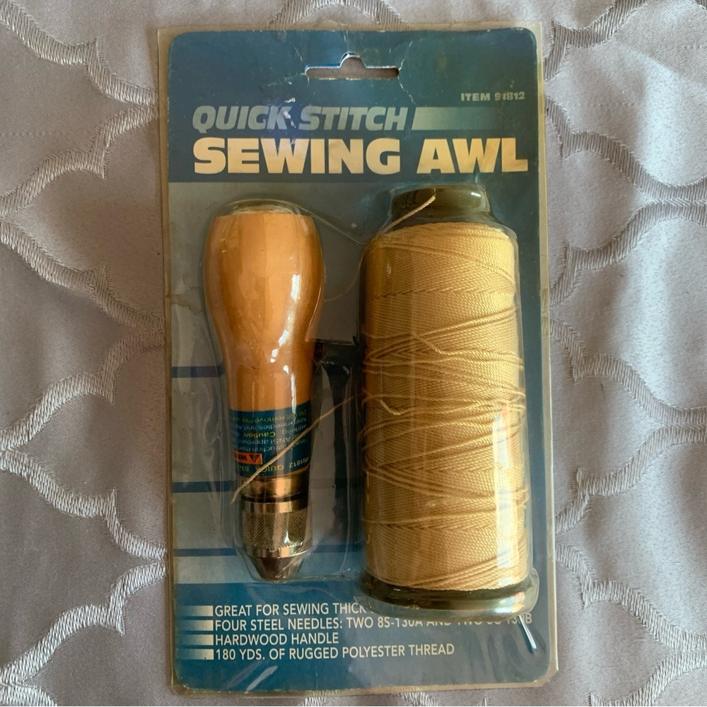 Leather Canvas Tent Sewing Awl Quick Stitch Repair Tool Thread Needles Kit NEW